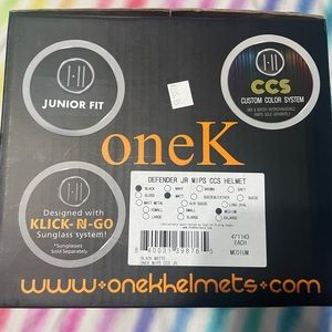 One K horse riding helmet.